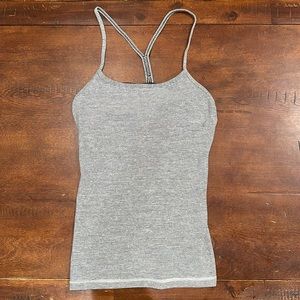 Lululemon light gray stripped workout top